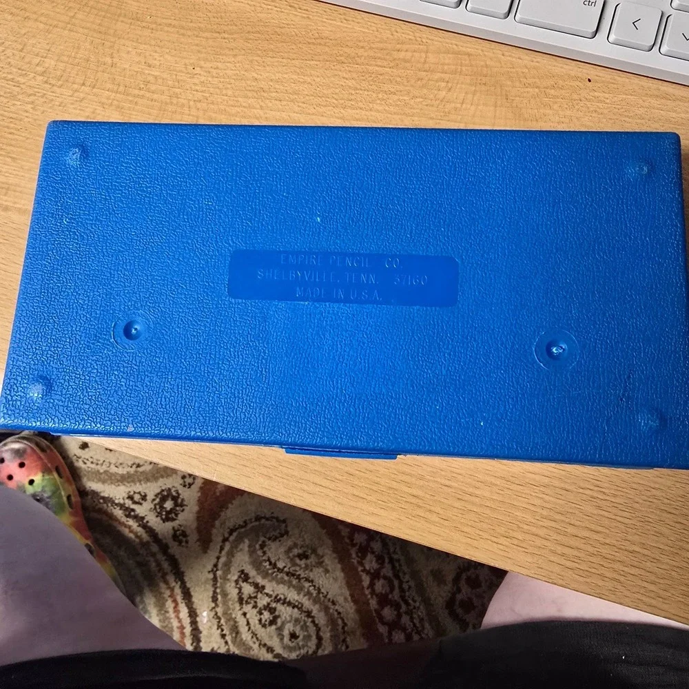 Peanuts Pencil Case 1965 Blue Plastic Box VTG Rare HTF School Supplies No. 387